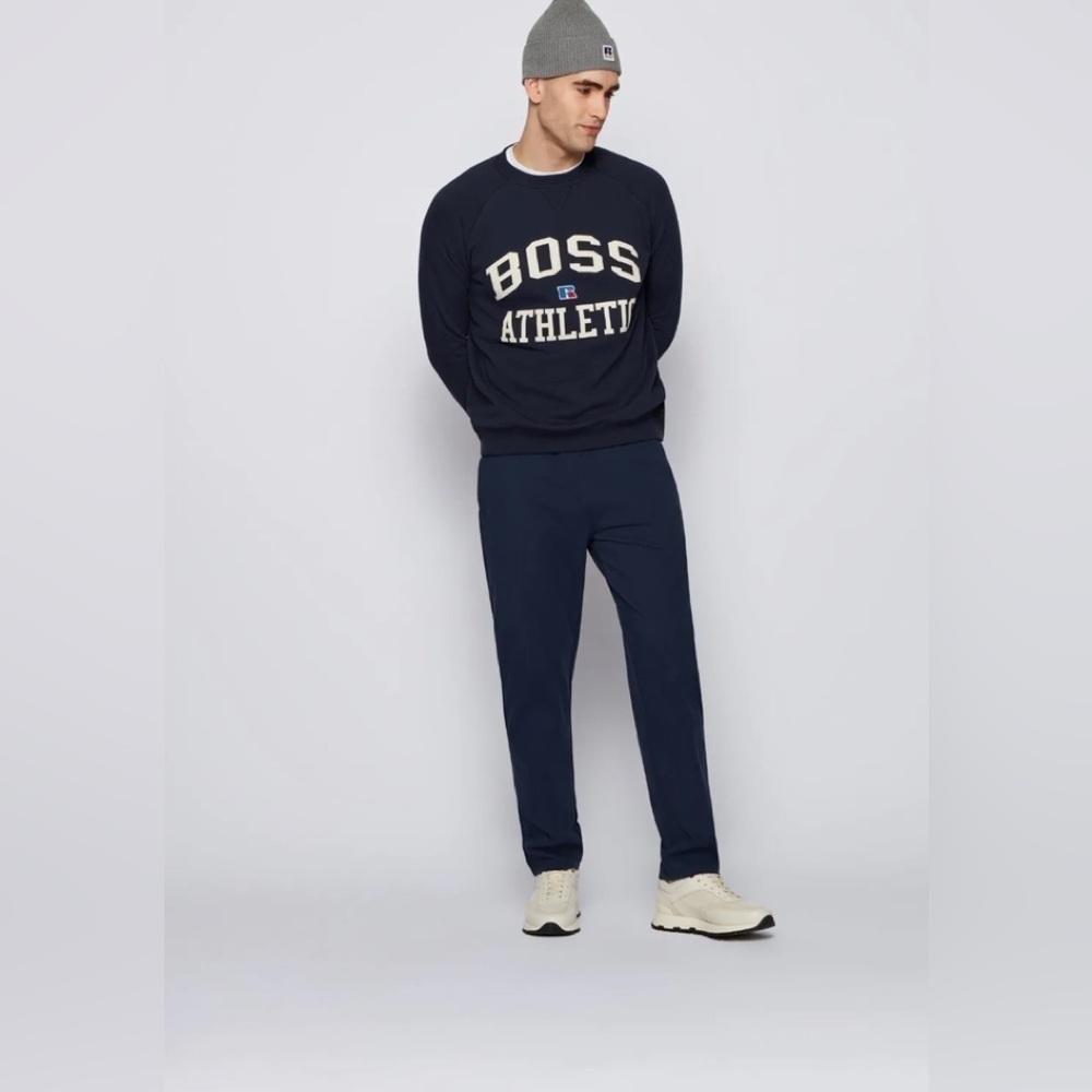 Hugo Boss X RUSSELL Athletic unisex sweatshirt, exclusive logo,Dark Blue L